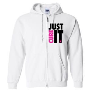 Just Cure It Breast Cancer Awareness Ribbon Full Zip Hoodie