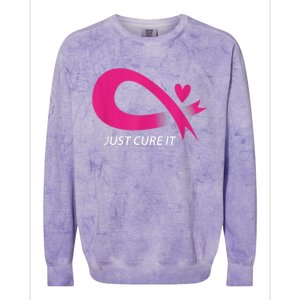 Just Cure It Pink Breast Cancer Awareness Ribbon Tee Colorblast Crewneck Sweatshirt