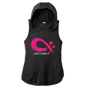 Just Cure It Pink Breast Cancer Awareness Ribbon Tee Ladies PosiCharge Tri-Blend Wicking Draft Hoodie Tank