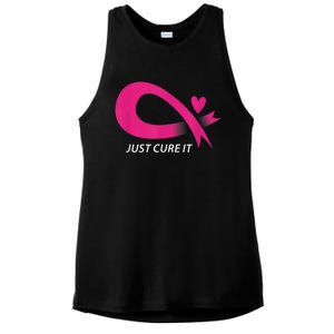 Just Cure It Pink Breast Cancer Awareness Ribbon Tee Ladies PosiCharge Tri-Blend Wicking Tank