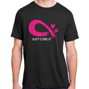 Just Cure It Pink Breast Cancer Awareness Ribbon Tee Adult ChromaSoft Performance T-Shirt