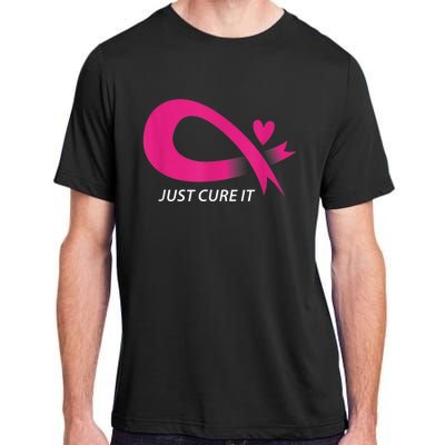 Just Cure It Pink Breast Cancer Awareness Ribbon Tee Adult ChromaSoft Performance T-Shirt