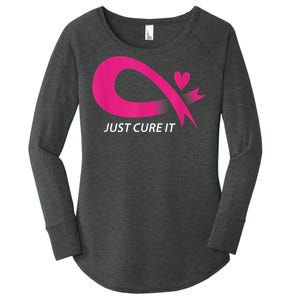 Just Cure It Pink Breast Cancer Awareness Ribbon Tee Women's Perfect Tri Tunic Long Sleeve Shirt