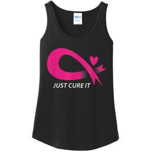 Just Cure It Pink Breast Cancer Awareness Ribbon Tee Ladies Essential Tank