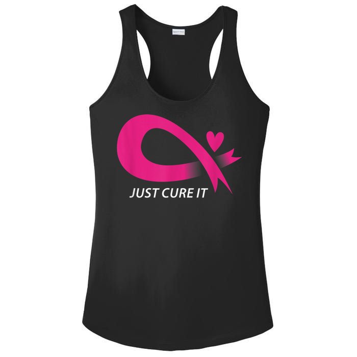 Just Cure It Pink Breast Cancer Awareness Ribbon Tee Ladies PosiCharge Competitor Racerback Tank