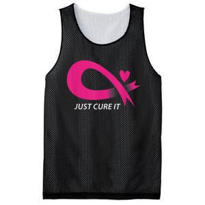 Just Cure It Pink Breast Cancer Awareness Ribbon Tee Mesh Reversible Basketball Jersey Tank