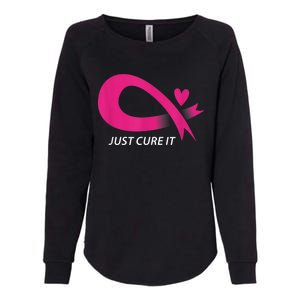 Just Cure It Pink Breast Cancer Awareness Ribbon Tee Womens California Wash Sweatshirt