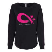 Just Cure It Pink Breast Cancer Awareness Ribbon Tee Womens California Wash Sweatshirt