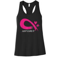 Just Cure It Pink Breast Cancer Awareness Ribbon Tee Women's Racerback Tank