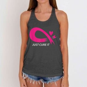 Just Cure It Pink Breast Cancer Awareness Ribbon Tee Women's Knotted Racerback Tank