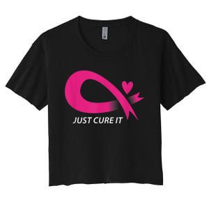 Just Cure It Pink Breast Cancer Awareness Ribbon Tee Women's Crop Top Tee