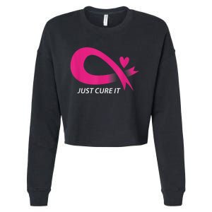 Just Cure It Pink Breast Cancer Awareness Ribbon Tee Cropped Pullover Crew