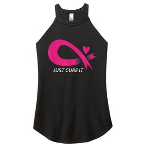 Just Cure It Pink Breast Cancer Awareness Ribbon Tee Women's Perfect Tri Rocker Tank