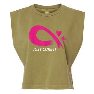 Just Cure It Pink Breast Cancer Awareness Ribbon Tee Garment-Dyed Women's Muscle Tee