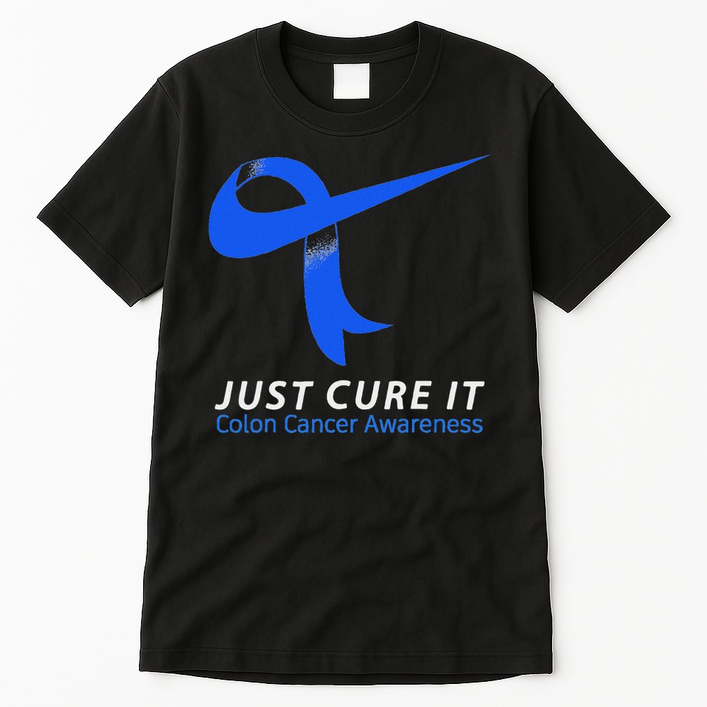 Just Cure It Blue Ribbon Warrior Colon Cancer Awareness Tall T-Shirt