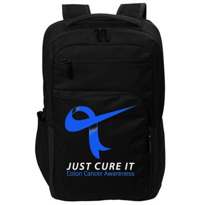 Just Cure It Blue Ribbon Warrior Colon Cancer Awareness Impact Tech Backpack