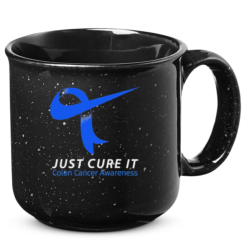 Just Cure It Blue Ribbon Warrior Colon Cancer Awareness 15oz Campfire Ceramic Mug