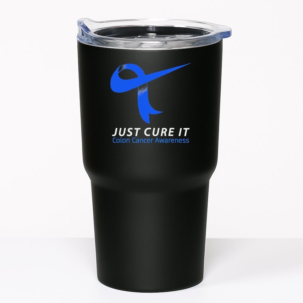Just Cure It Blue Ribbon Warrior Colon Cancer Awareness Tumbler