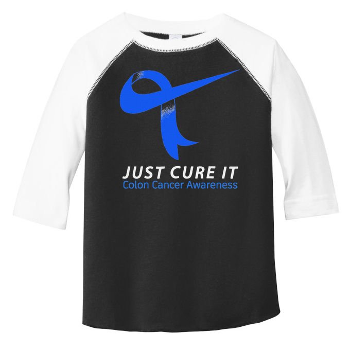 Just Cure It Blue Ribbon Warrior Colon Cancer Awareness Toddler Fine Jersey T-Shirt