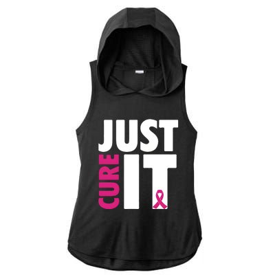 Just Cure It Breast Cancer Awareness Pink Ribbon Ladies PosiCharge Tri-Blend Wicking Draft Hoodie Tank