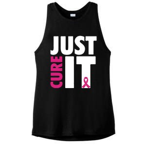 Just Cure It Breast Cancer Awareness Pink Ribbon Ladies PosiCharge Tri-Blend Wicking Tank