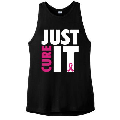 Just Cure It Breast Cancer Awareness Pink Ribbon Ladies PosiCharge Tri-Blend Wicking Tank