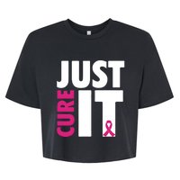 Just Cure It Breast Cancer Awareness Pink Ribbon Bella+Canvas Jersey Crop Tee