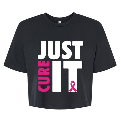 Just Cure It Breast Cancer Awareness Pink Ribbon Bella+Canvas Jersey Crop Tee