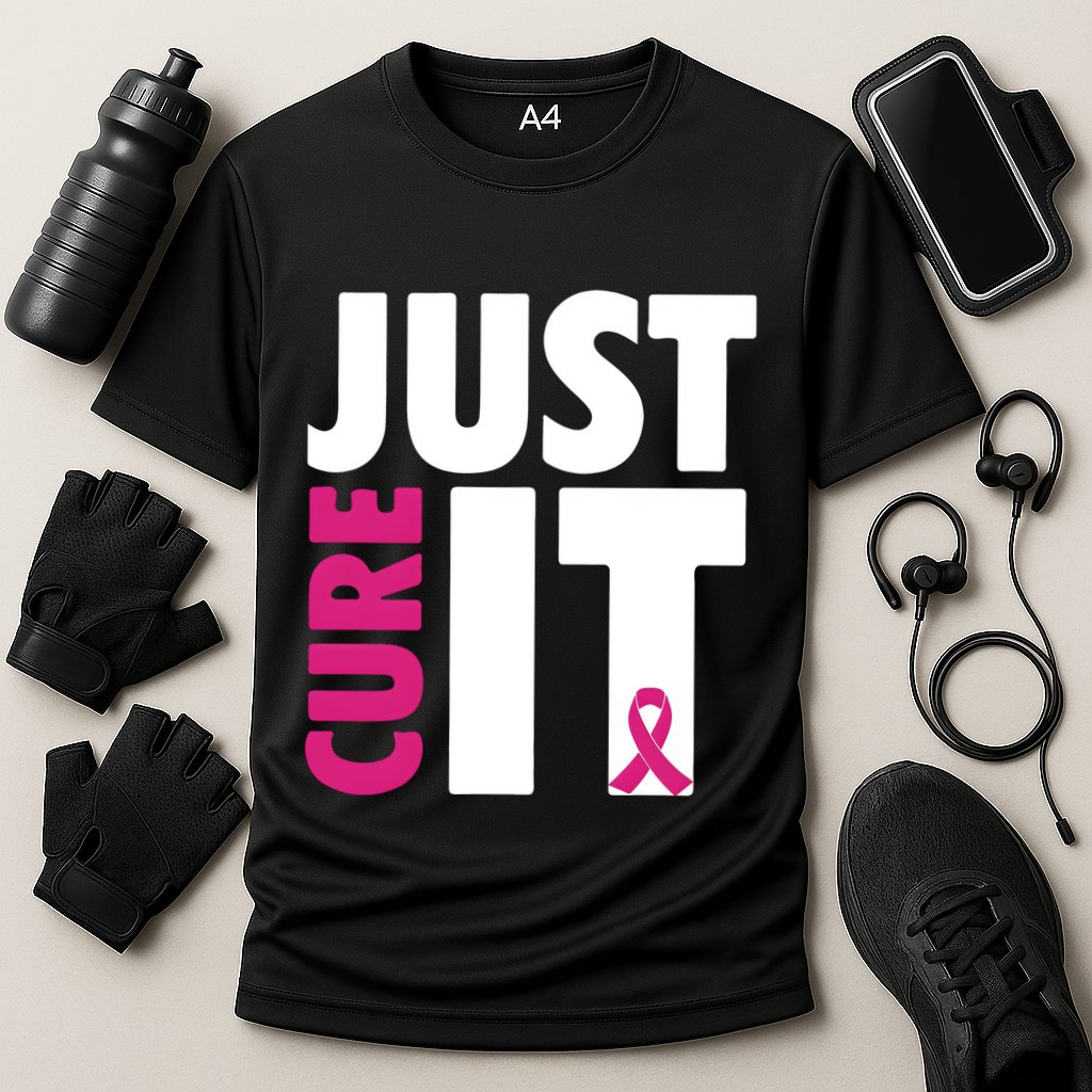Just Cure It Breast Cancer Awareness Pink Ribbon Cooling Performance Crew T-Shirt