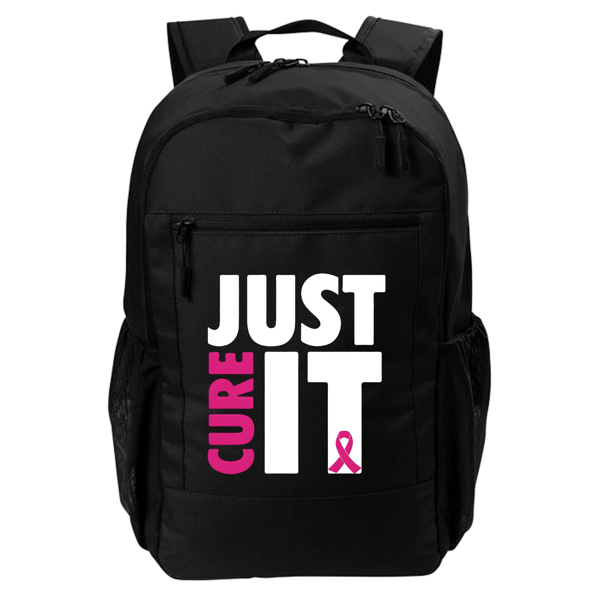 Just Cure It Breast Cancer Awareness Pink Ribbon Backpack