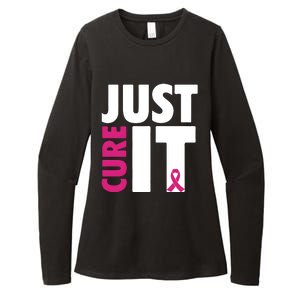 Just Cure It Breast Cancer Awareness Pink Ribbon Womens CVC Long Sleeve Shirt