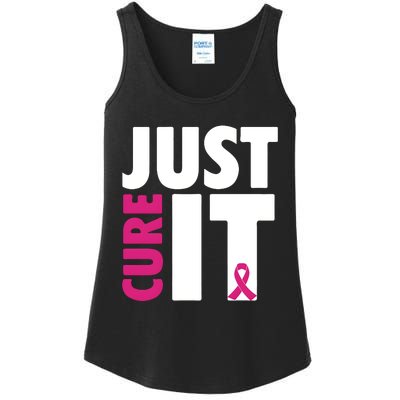 Just Cure It Breast Cancer Awareness Pink Ribbon Ladies Essential Tank