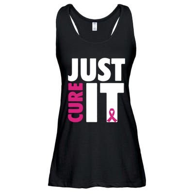 Just Cure It Breast Cancer Awareness Pink Ribbon Ladies Essential Flowy Tank