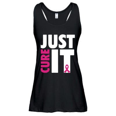 Just Cure It Breast Cancer Awareness Pink Ribbon Ladies Essential Flowy Tank