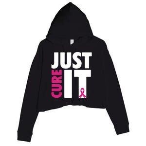 Just Cure It Breast Cancer Awareness Pink Ribbon Crop Fleece Hoodie