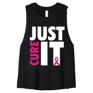 Just Cure It Breast Cancer Awareness Pink Ribbon Women's Racerback Cropped Tank