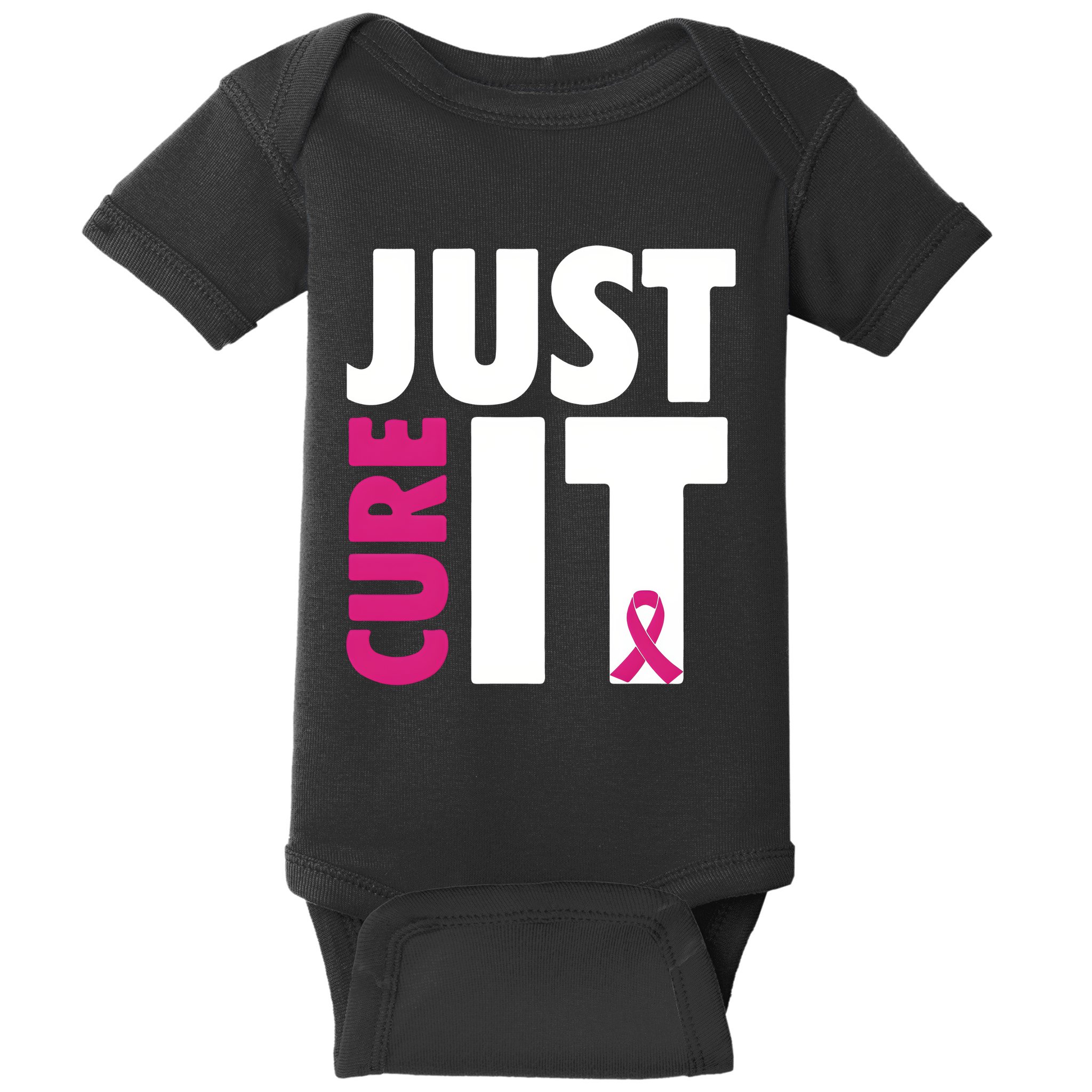 Just Cure It Breast Cancer Awareness Pink Ribbon Baby Bodysuit