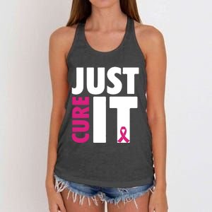 Just Cure It Breast Cancer Awareness Pink Ribbon Women's Knotted Racerback Tank