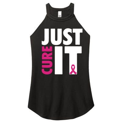 Just Cure It Breast Cancer Awareness Pink Ribbon Women’s Perfect Tri Rocker Tank