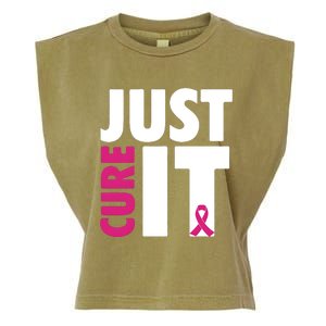 Just Cure It Breast Cancer Awareness Pink Ribbon Garment-Dyed Women's Muscle Tee