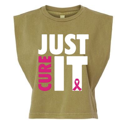 Just Cure It Breast Cancer Awareness Pink Ribbon Garment-Dyed Women's Muscle Tee