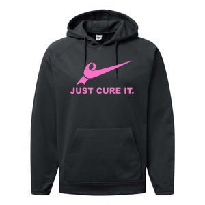 Just Cure It Breast Cancer Awareness Fight For A Cure Performance Fleece Hoodie