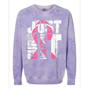 Just Cure It Breast Cancer Awareness White Shirt Colorblast Crewneck Sweatshirt