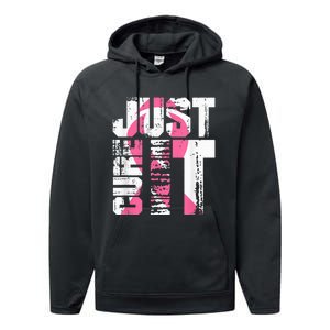 Just Cure It Breast Cancer Awareness White Shirt Performance Fleece Hoodie