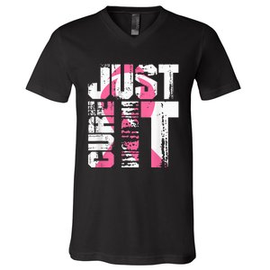 Just Cure It Breast Cancer Awareness White Shirt V-Neck T-Shirt