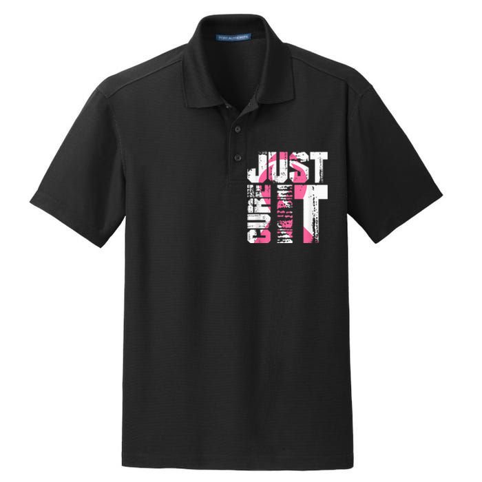 Just Cure It Breast Cancer Awareness White Shirt Dry Zone Grid Polo