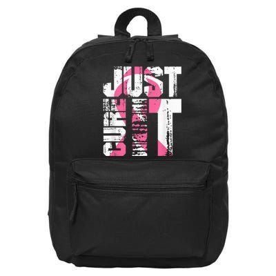 Just Cure It Breast Cancer Awareness White Shirt 16 in Basic Backpack