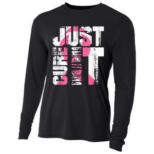 Just Cure It Breast Cancer Awareness White Shirt Cooling Performance Long Sleeve Crew