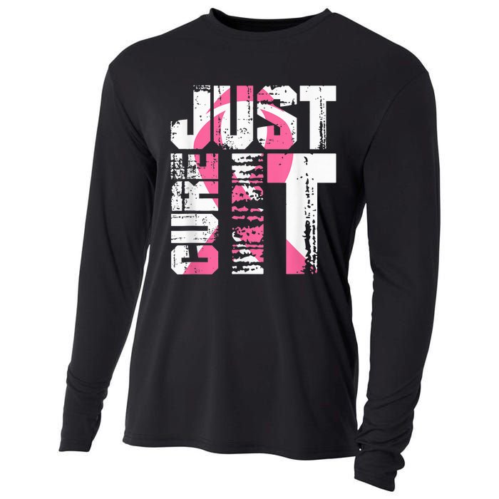 Just Cure It Breast Cancer Awareness White Shirt Cooling Performance Long Sleeve Crew