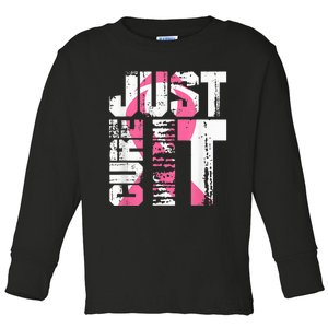 Just Cure It Breast Cancer Awareness White Shirt Toddler Long Sleeve Shirt